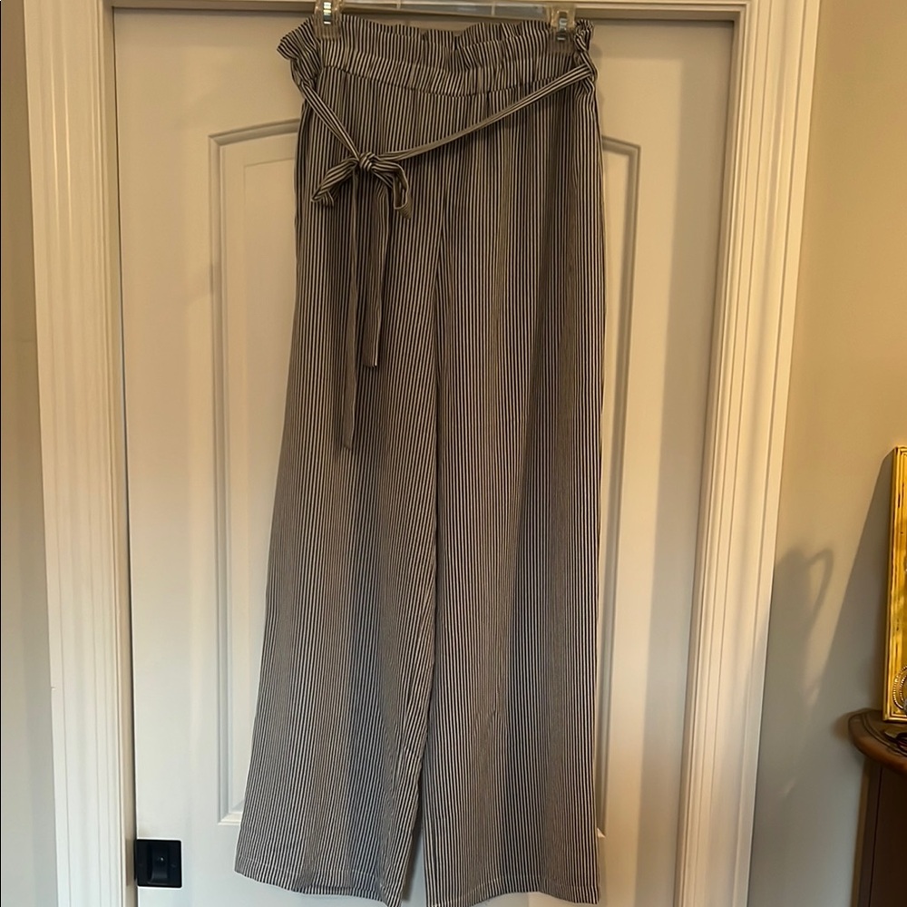 Striped Blue and White Wide leg Pants